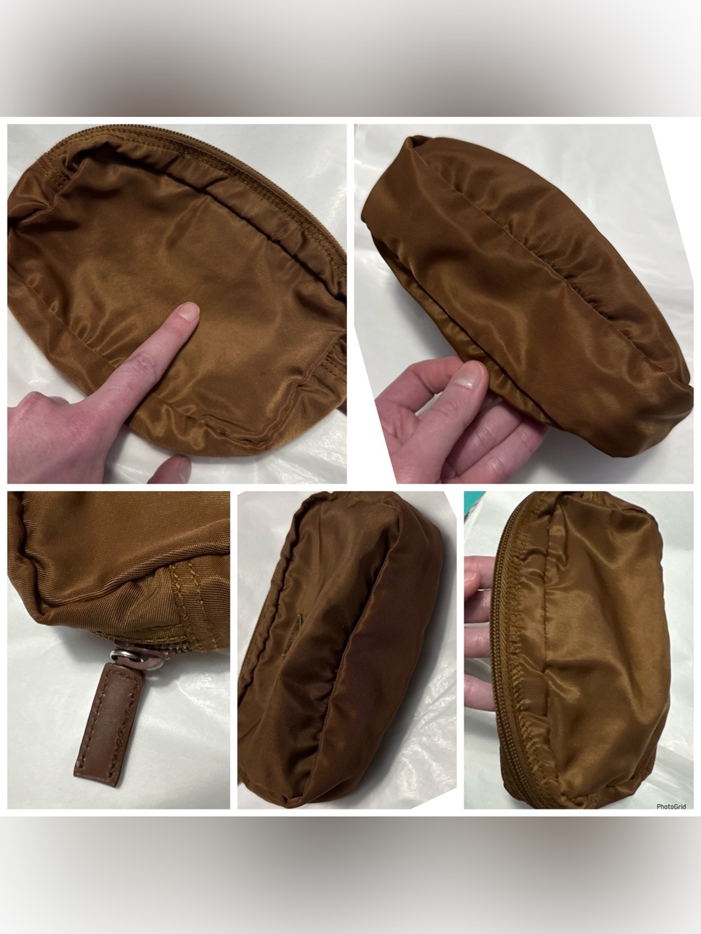 Prada AUTHENTIC Vintage Nylon Brown Logo Triangle Pouch Cosmetic Case Makeup Bag - Picture 11 of 16